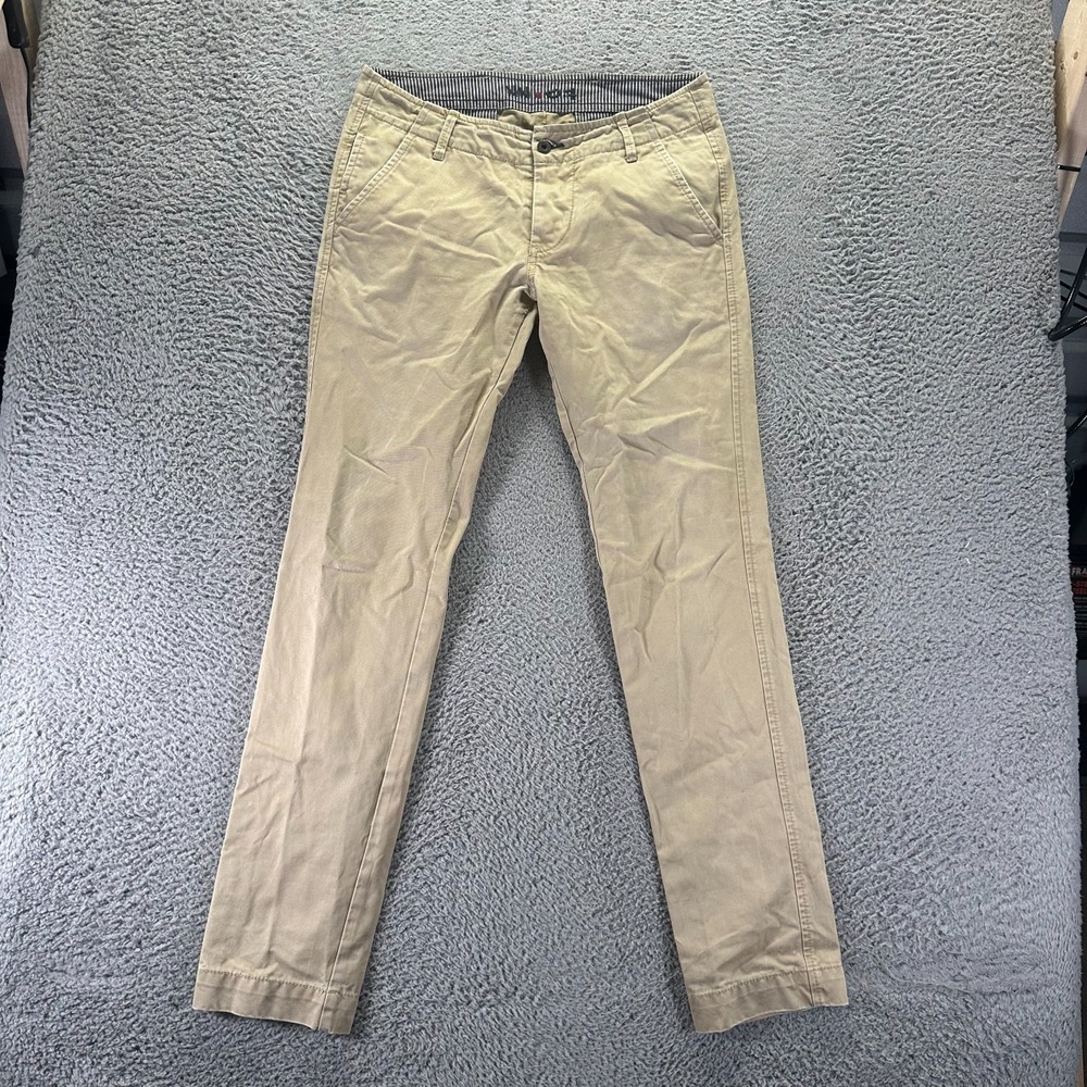 NN.07 Pant Mens 32x34 Beige Cotton Chino Straight Leg Business Preppy Button-Fly